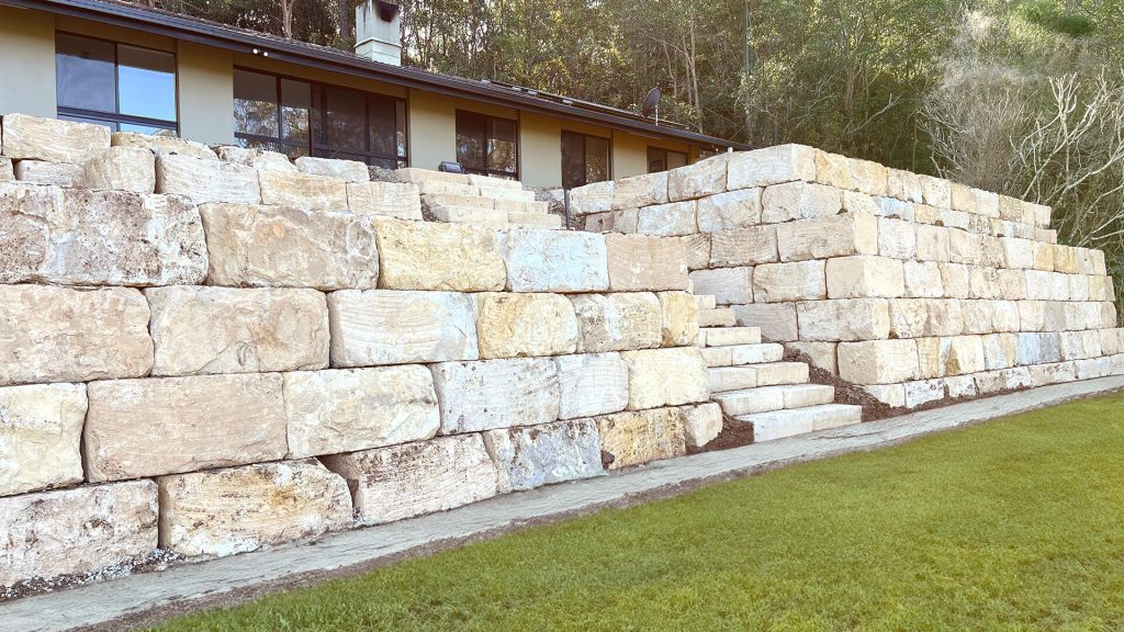 retaining walls sandstone rocks blocks steps